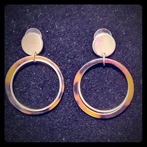 Brown & Black Animal Print Gold Circle Earrings